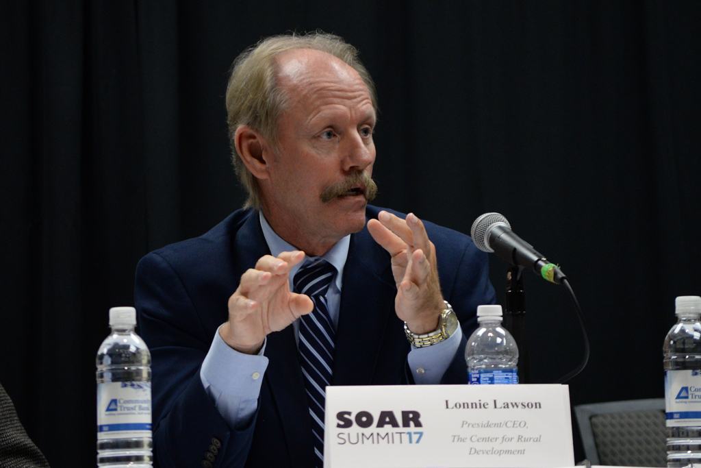 Lonnie Lawson, President and CEO of The Center for Rural Development in Somerset, KY participating in a panel discussion on Broadband at the SOAR Summit on August 4, 2017 in Pikeville, KY.