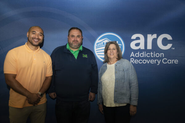 Jeremy Taylor,(Taylor Leadership) Tim Robinson( Addiction Recovery Care)  and Patti Simpson(The Center) attending ARC Convocation to announce training partnership between The Center for Rural Development and ARC.